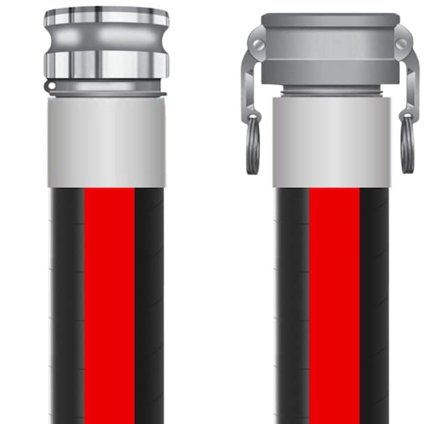 Rubberworx 2" X 20FT 150PSI PETROLEUM TANK TRUCK HOSE CPLD CRIMPED PART C X E ALUMINUM TT150-2X20-CEAL - main